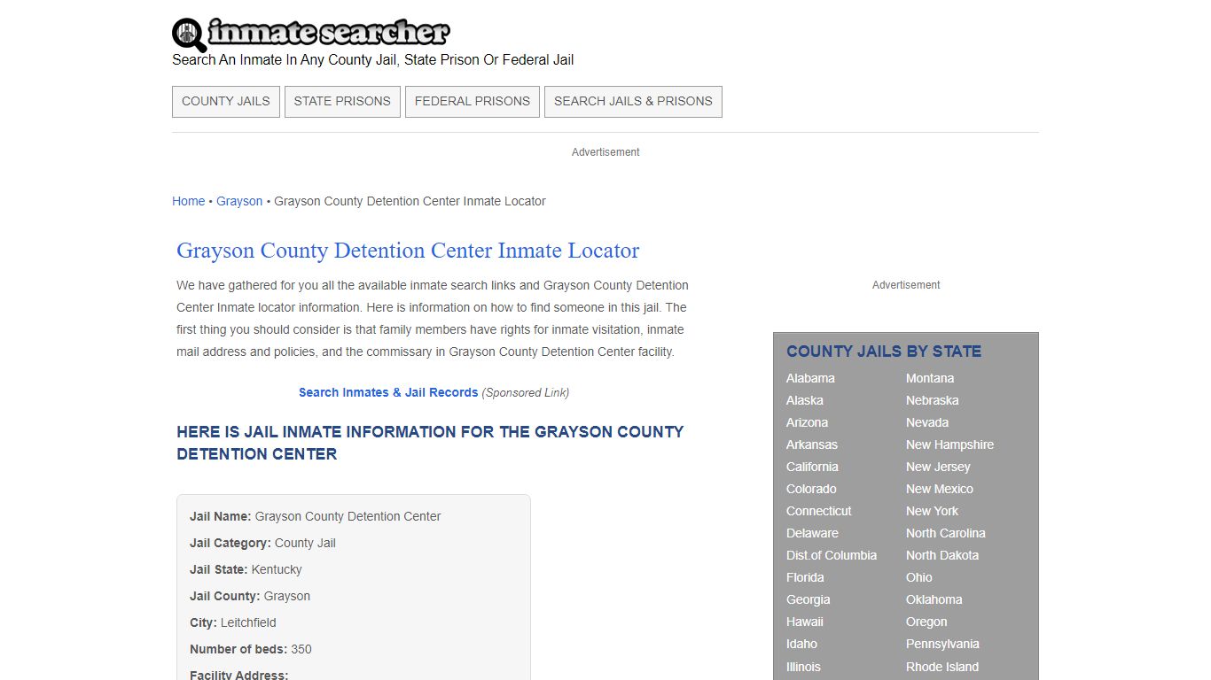Grayson County Detention Center Inmate Locator - Inmate Searcher