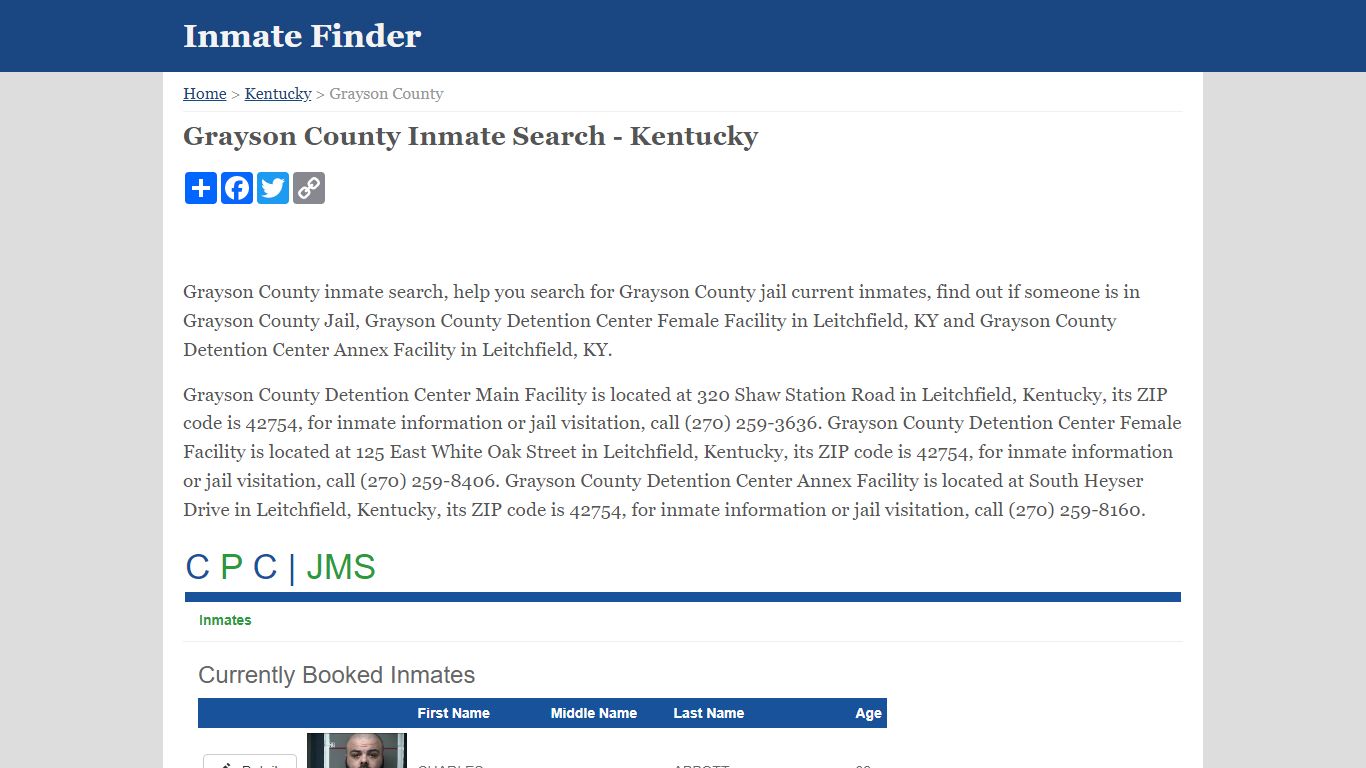 Grayson County Inmate Search - Kentucky - Inmate Finder